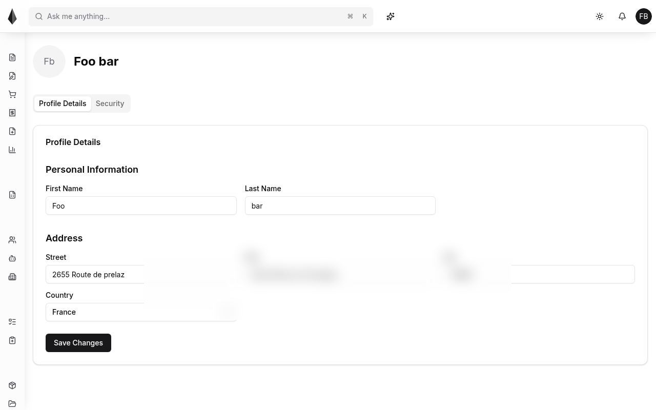 Account profile details