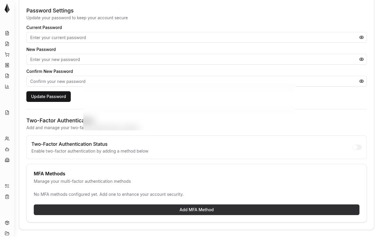 MFA setup with authenticator QR
