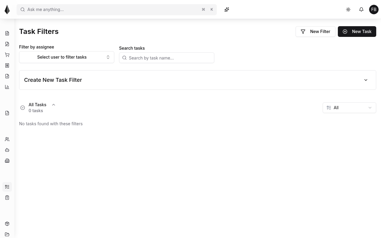 Tasks list and filters