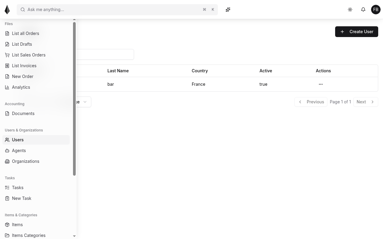 Users and organizations navigation